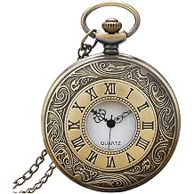 Steampunk Pocket Watch with Chain Necklace Quartz Pocketwatch for Men Women