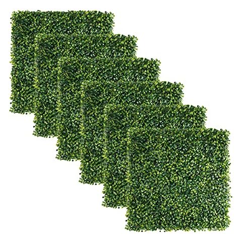 Grass Wall 6 PCS 20"x20" Artificial Boxwood Panels Privacy Fence Screen, UV Protected Grass Backdrop Wall, Greenery Wall Backdrop Used for Outdoor Indoor Garden Backyard Wedding Festival Decor Cover