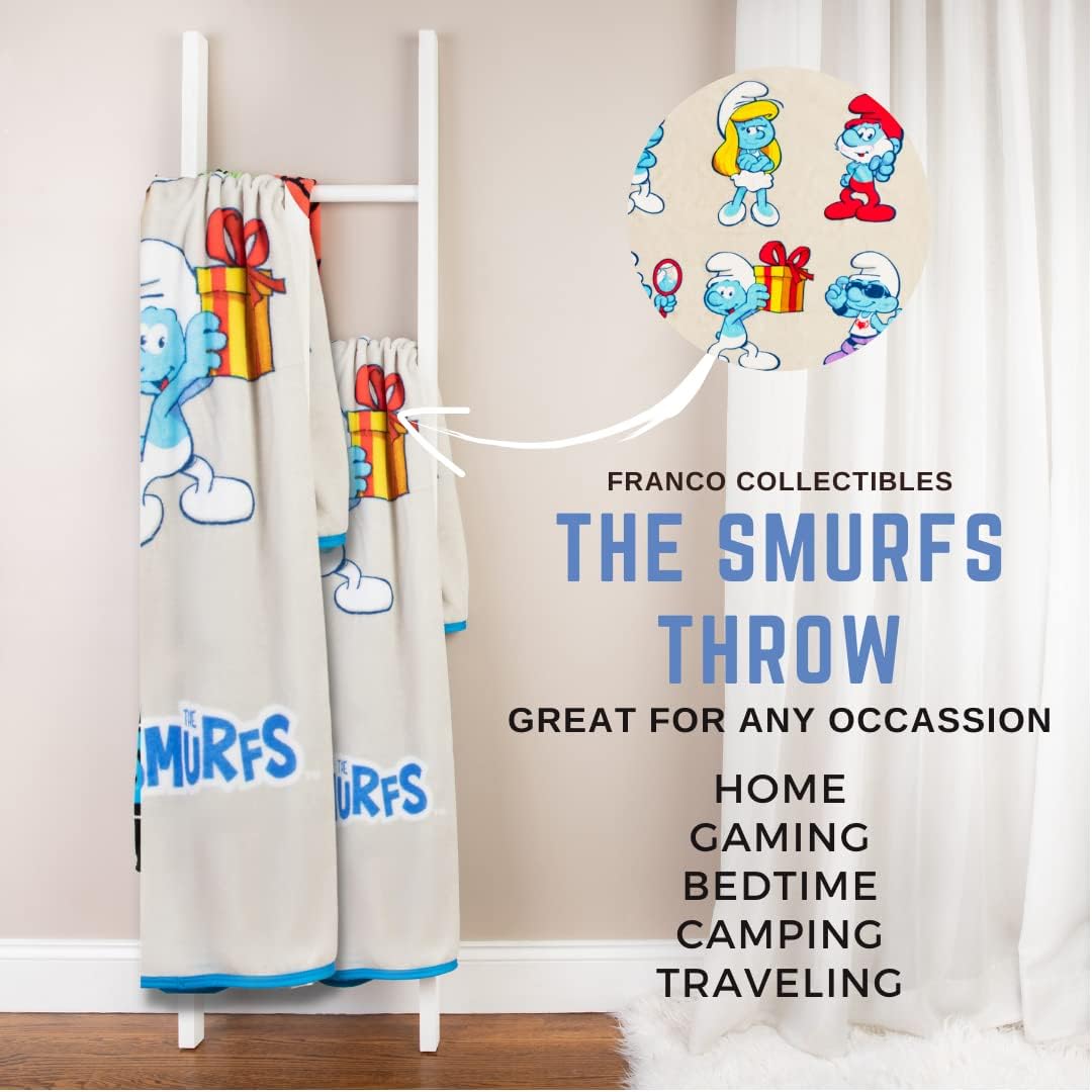Collectibles Smurfs Bedding Super Soft Micro Raschel Throw, 46 in x 60 in, (Official Licensed Product) by Franco - Image 2
