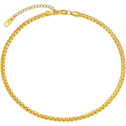 ChainsPro 3/4/6/9/12mm Box/Cuban Link Chain Necklace,14/18/22/24/26/28/30 inch, 316L Stainless Steel/18K Gold Plated/Black -Send Gift Box