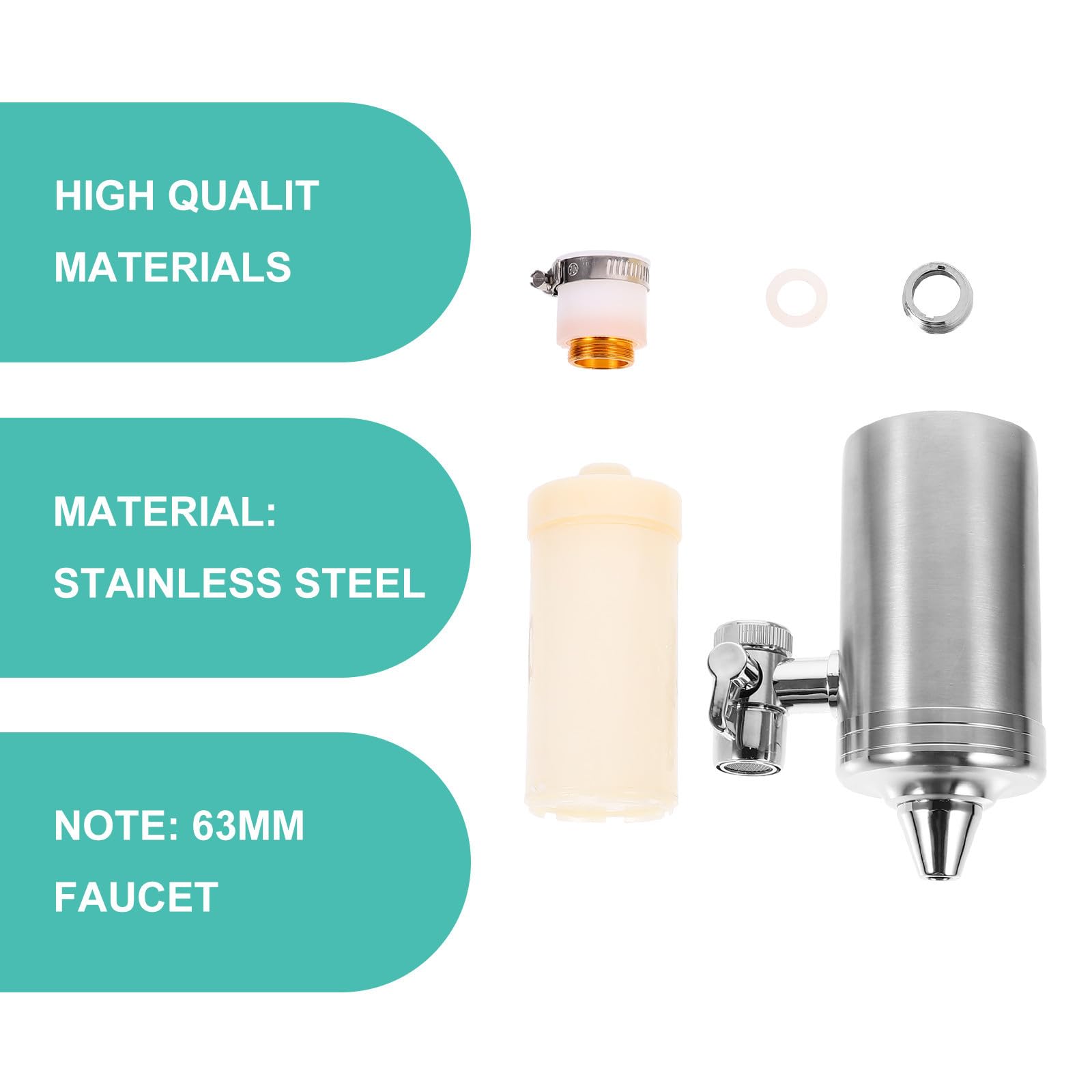 Filtro de Grifo de Cocina de Acero Inoxidable, 1.8l/