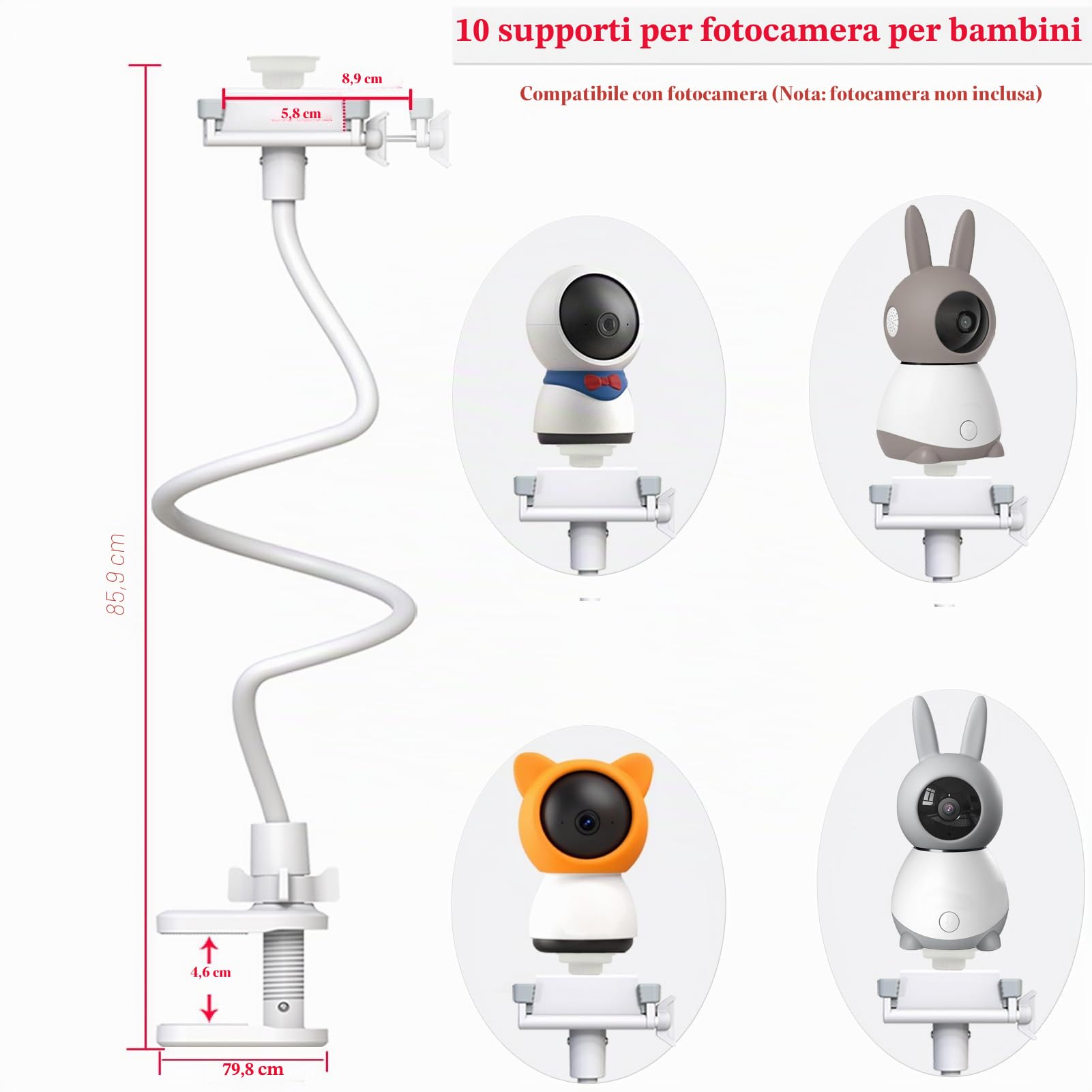 Supporto per baby monitor compatibile con ieGeek/Momcozy//HelloBaby/BOIFUN/GHB/Philips Av/Blemil/Jeeber/Dr.Care