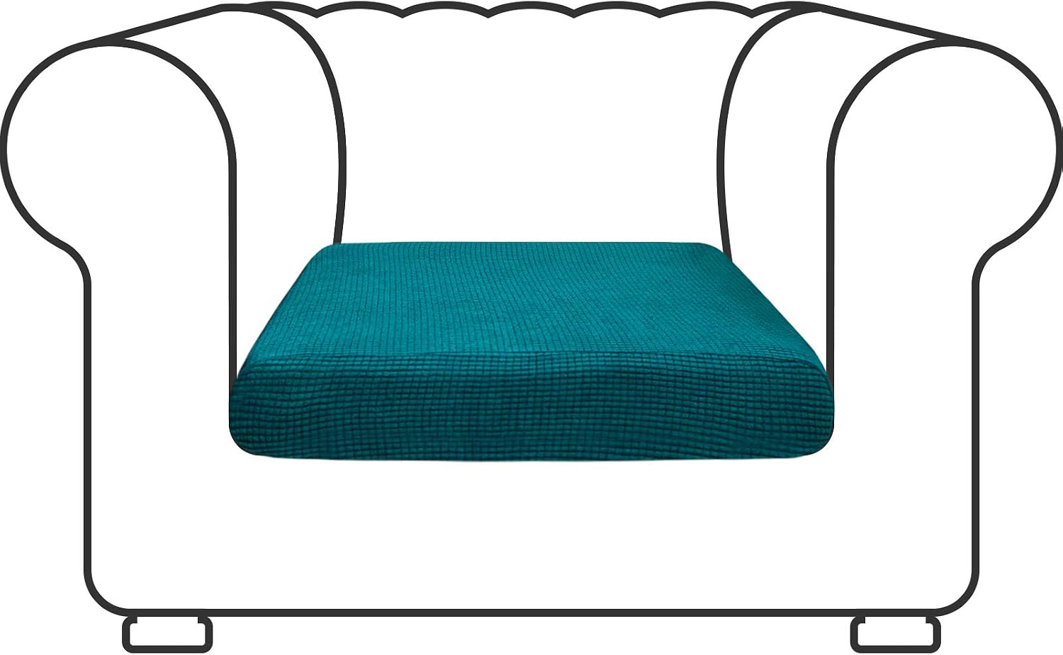 Argstar 1 Piece Stretch Couch Seat Cushion Protector Covers, Elastic Individual Sofa Cushion Slipcover, Spandex Jacquard Sofa Cushion Cover, Soft Flexibility for 1-Seat Sofa (Armchair, Dark Cyan)