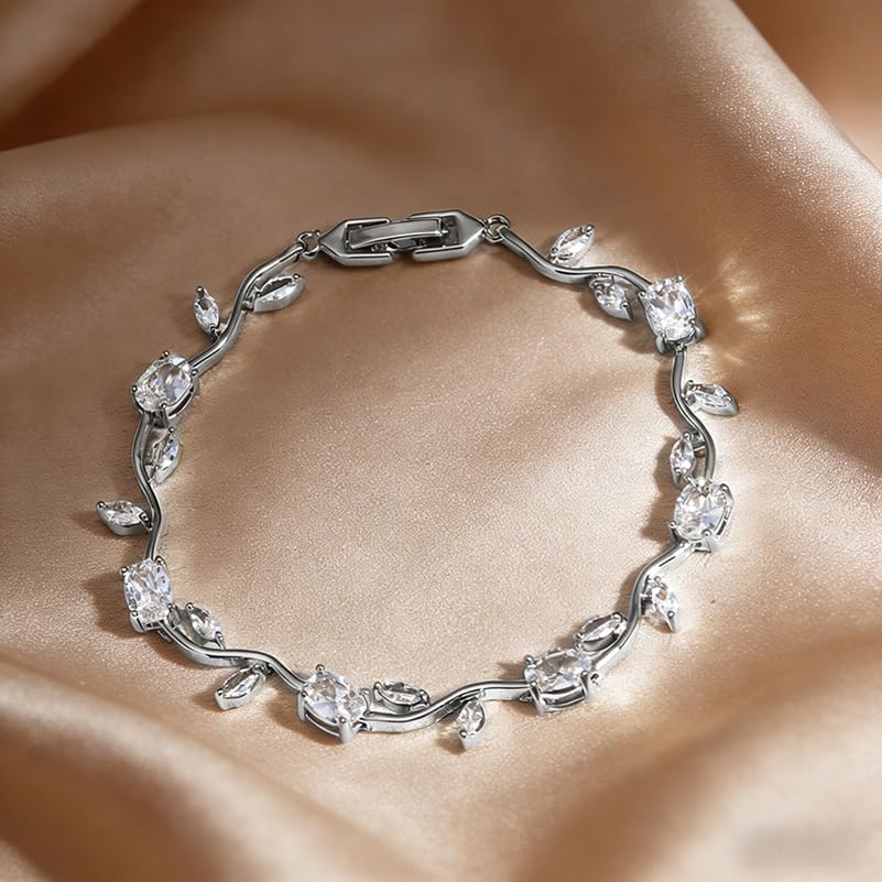 Image of Shining Diva Fashion Tulip Bracelet for Women, Floral Crystal, Anti Tarnish Jewellery Stylish Bracelet Gifts for Girls