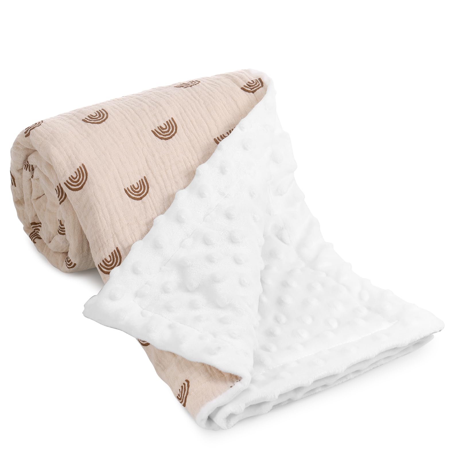 Huiguli Babydecke Kuscheldecke, 75 x 100cm Baumwolle Neugeborenen Baby Decken, Weich und Atmungsaktiv, Musselin Schlafdecken für Kinder Mädchen Jungen, Khaki