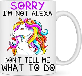 Don't Tell Me What To Do Angry Unicorn Middle Finger Novelty Coffee Cup - Rude Gifts - Personalised Coffee Mug Funny Gifts for Men Women - Best Friend Gift - Joke Gifts Funny Mugs for Work Colleagues
