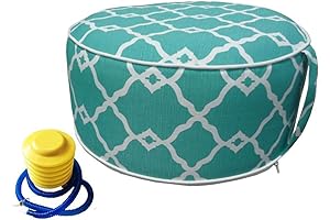 Inflatable Blow Up Ottoman Footrest with Pump and Carry Pouch