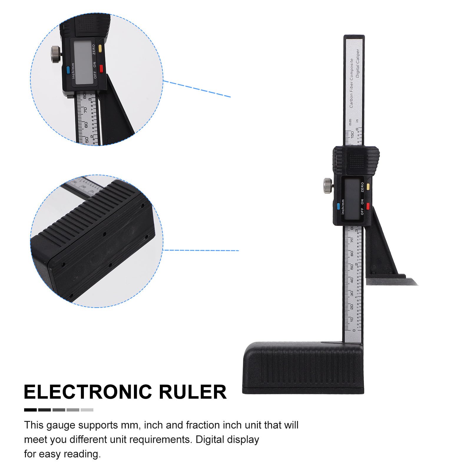 Medidor de Altura Digital para Carpintería con Base Magnética 150 MM