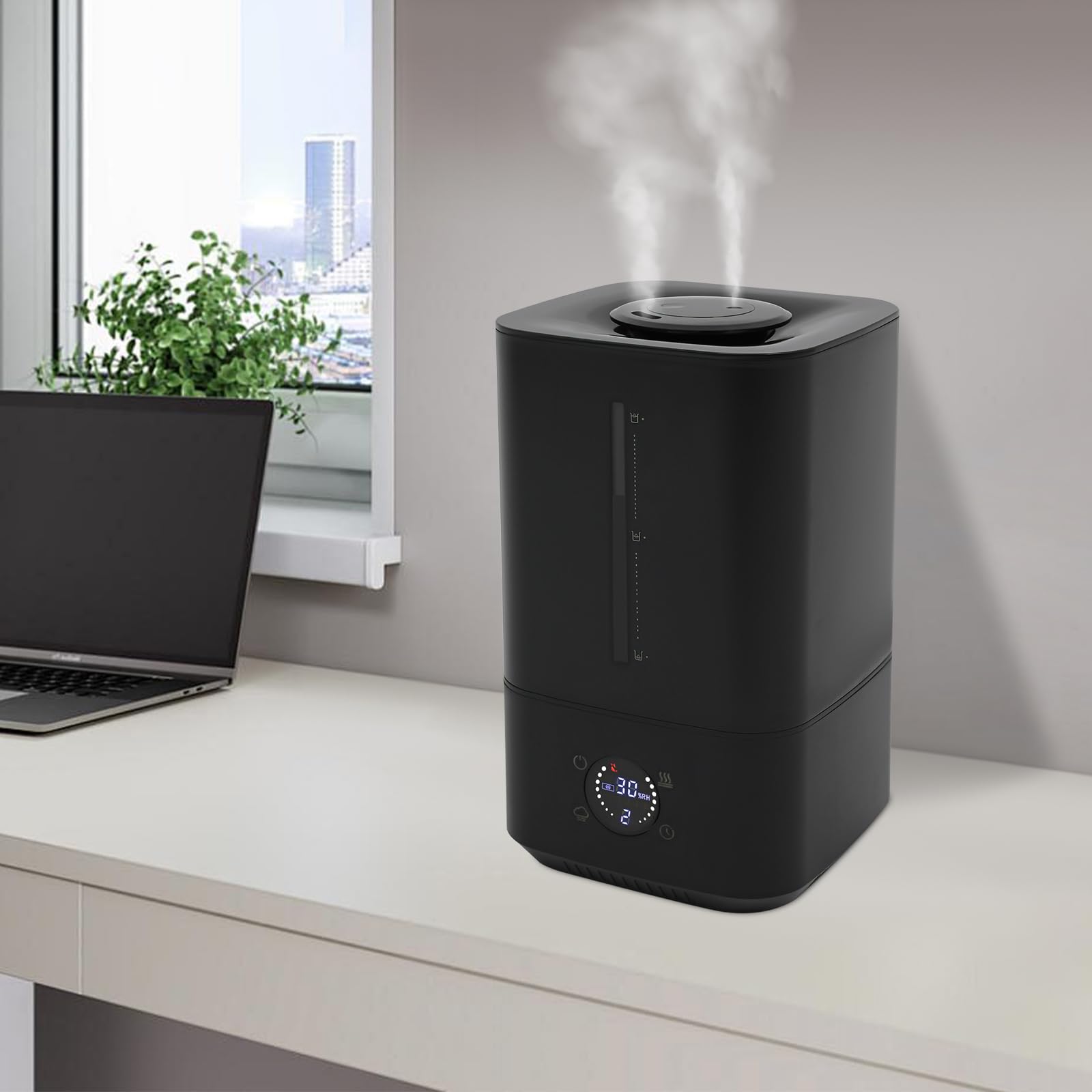 6L Smart Humidificador de aire para habitaciones grandes, niebla fría y caliente, para dormitorio, rango de control de humedad 45% – 90%, para dormitorio, habitación de los niños, plantas, apagado
