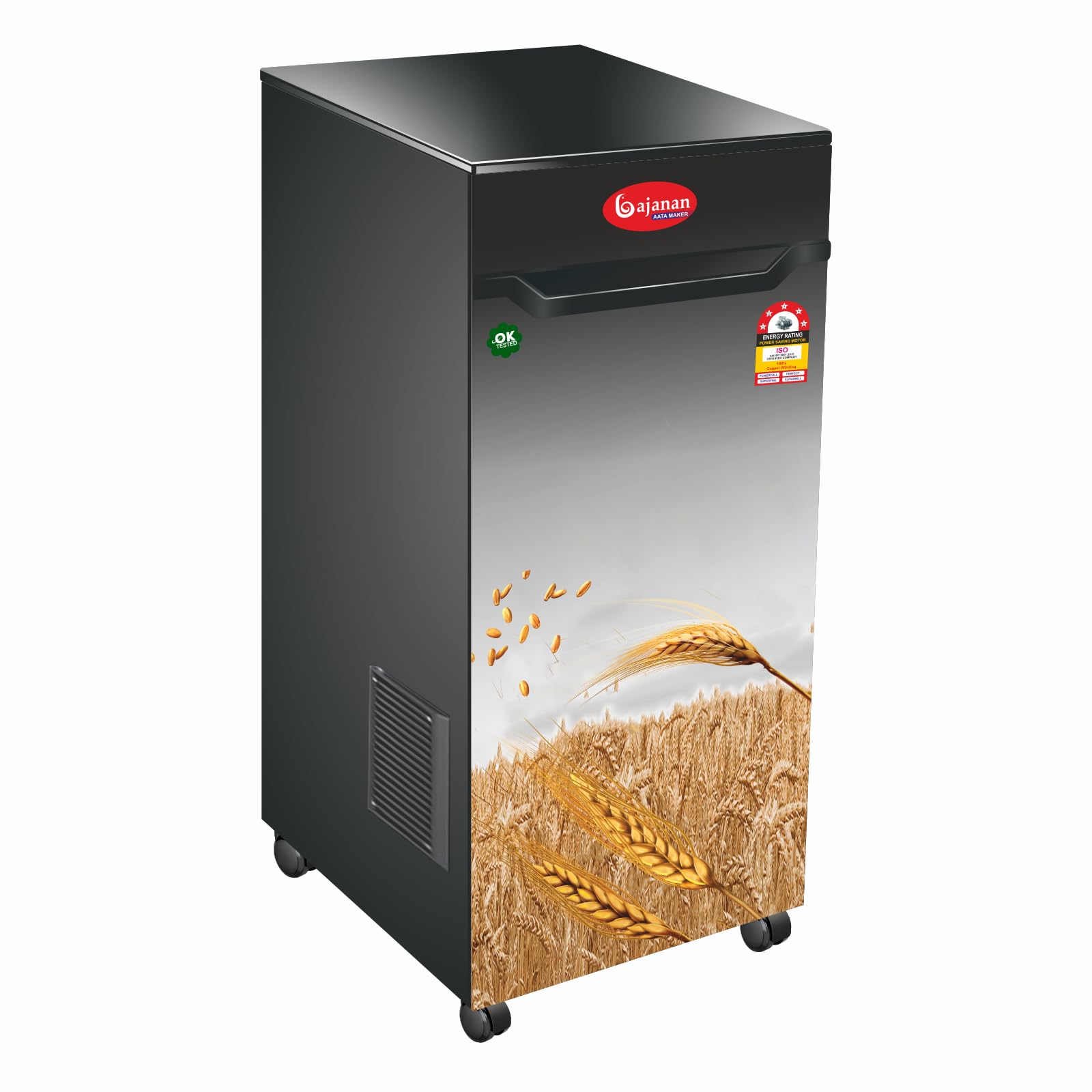 GAJANAN AATA MAKER Black Farm Platinum Plus Fully Automatic Domestic Flour Mill,Aata Maker,Atta chakki,Ghar Ghanti,with Accessories and Auto LED Light. (0.75Units/Hr)