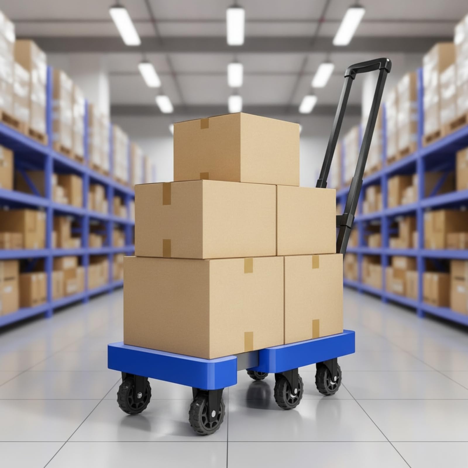 MagiDeal Carrello Pieghevole Carrello Piattaforma Carrello Trasporto Mano a Basso Profilo per Carichi Fino a 350libbre per Manovre Agevoli Chiusura Compatta Adatto a Artigiani Scuole, Nero