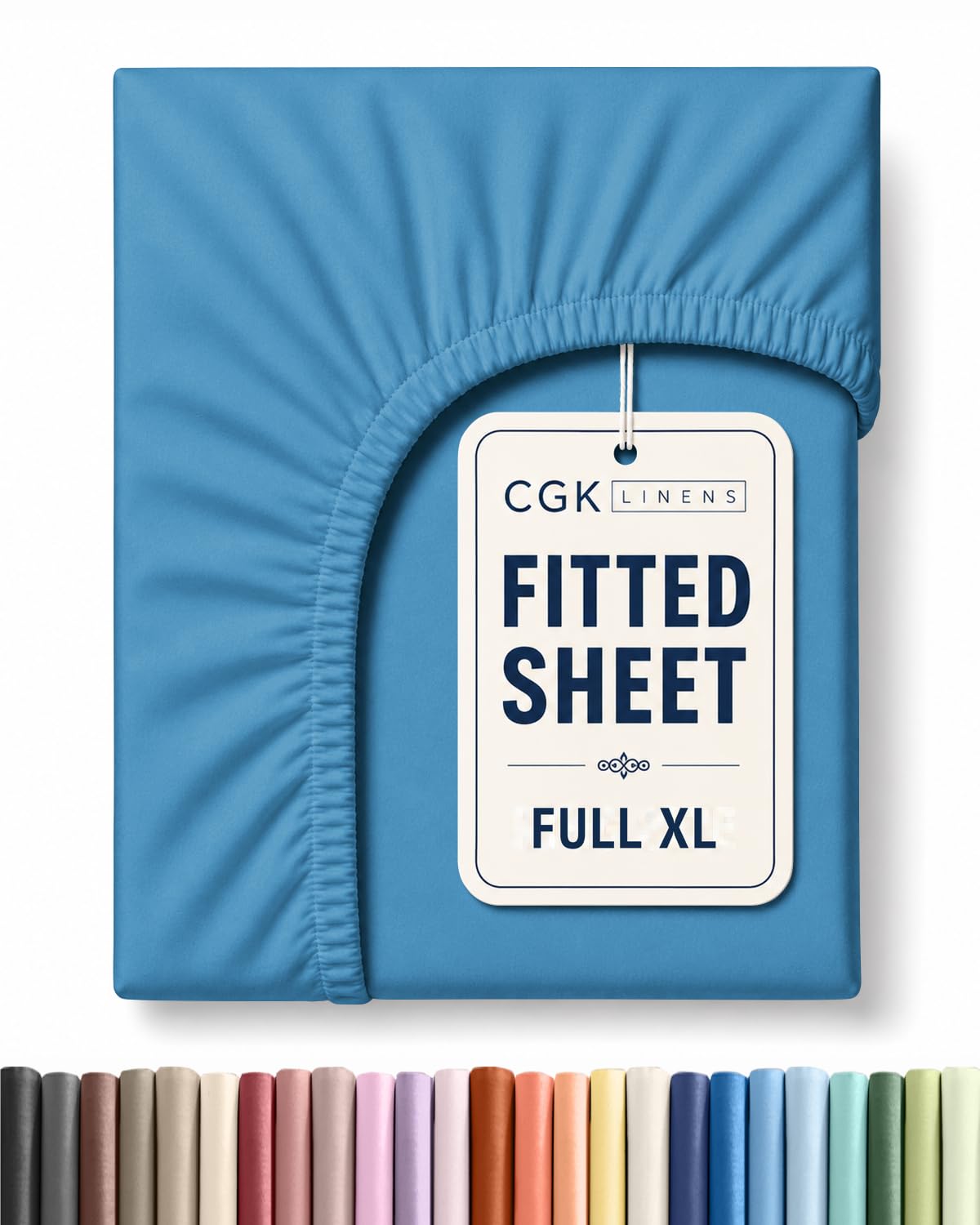 Full XL Fitted Sheet - Single Fitted Sheet Only - Deep Pockets - Denim Blue