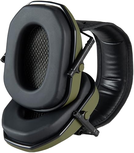 Vista 6 de FUYOU Orejeras de protección auditiva de bajo perfil pasivo para caza, trabajo y estudio Verde militar