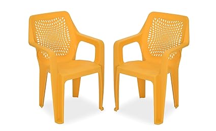 Nilkamal Trendy Plastic Chair for Home/Office/Study/Garden/Balcony/Indoor & Outdoor - Set of 2 Pcs Chair (Mustard Yellow)