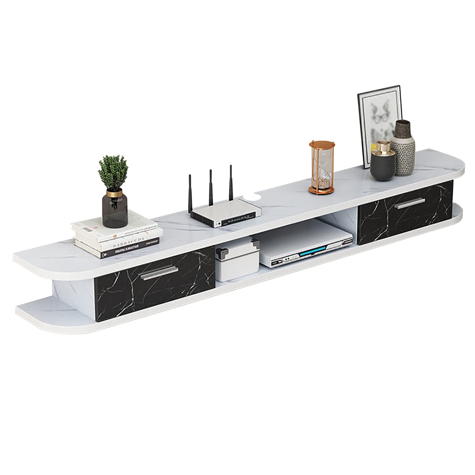 Support TV flottant noir 120cm - Meuble moderne en bois pour décodeur et salon épuré
