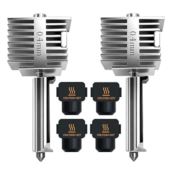 Bulto 2Pcs 0.4mm Hotend Kit for Bambu Lab A1/A1 Mini/A2L, Stainless Steel Integrated Design, High-Precision A1/A2L Nozzle Set with 4 Silicone Socks for Bambu A2L/A1 3D Printer, 3D Printer Accessories