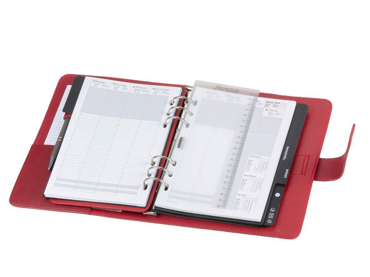 Ruitertassen Terminplaner A5 Leder rot Terminkalender mit Systemeinlage und Kalender 2025