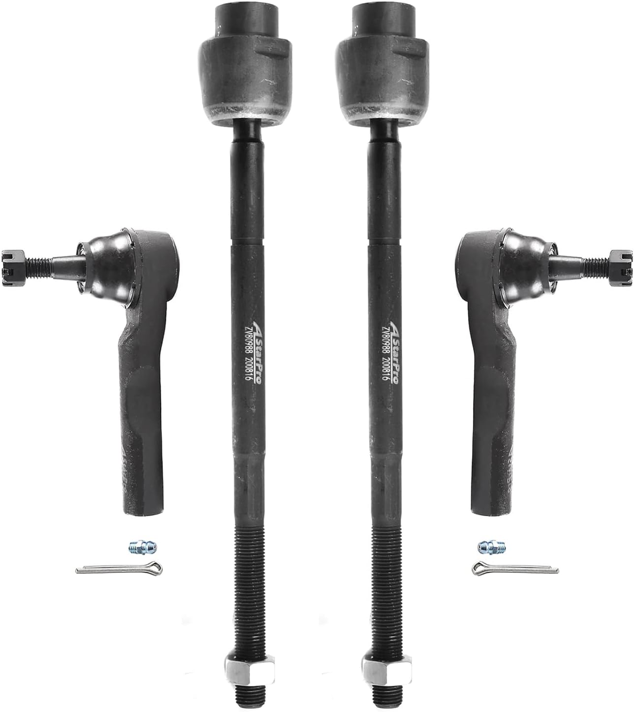 ASTARPRO -4Pcs Front Tie Rods Inner And Outer Complete Kit Replacement for 2004-2012 Chevy Malibu Pontiac G6 Saturn Aura EV80988 ES800086