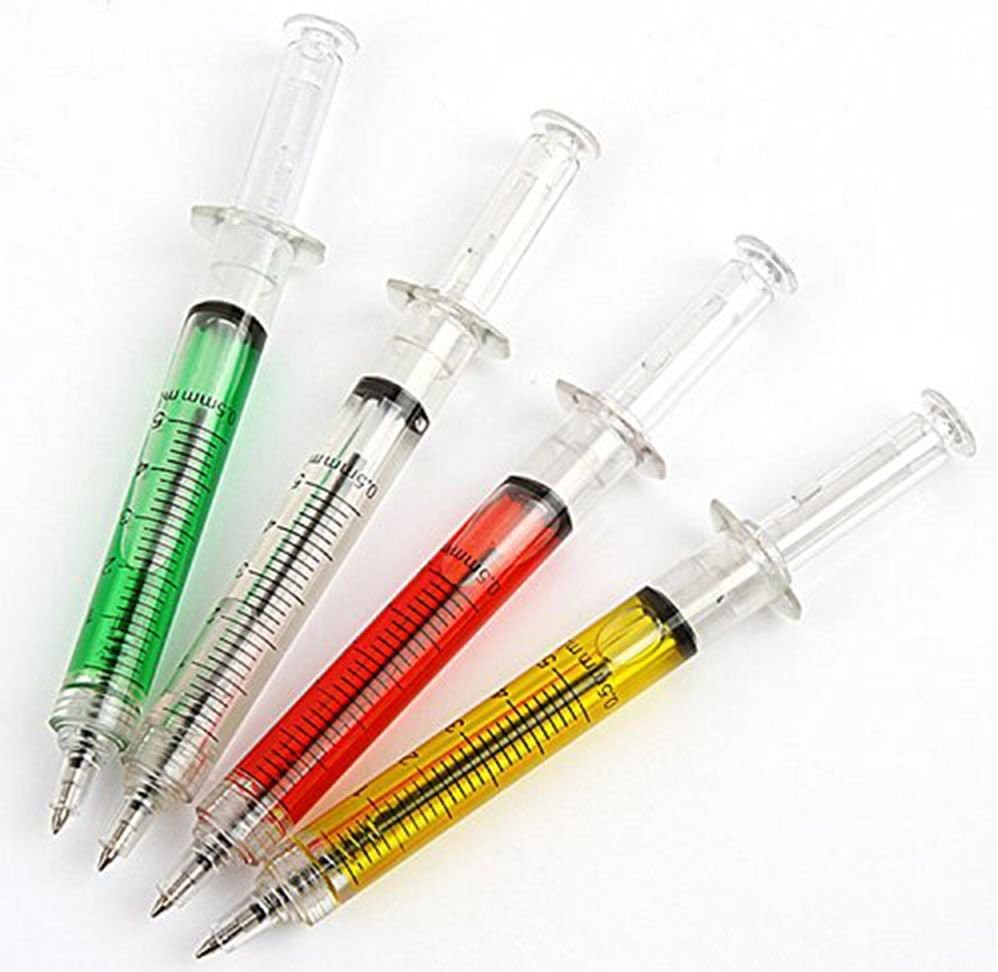 Interesting® 4 Pcs of Syringe Shaped Ballpoint Pens Black Ink Ball