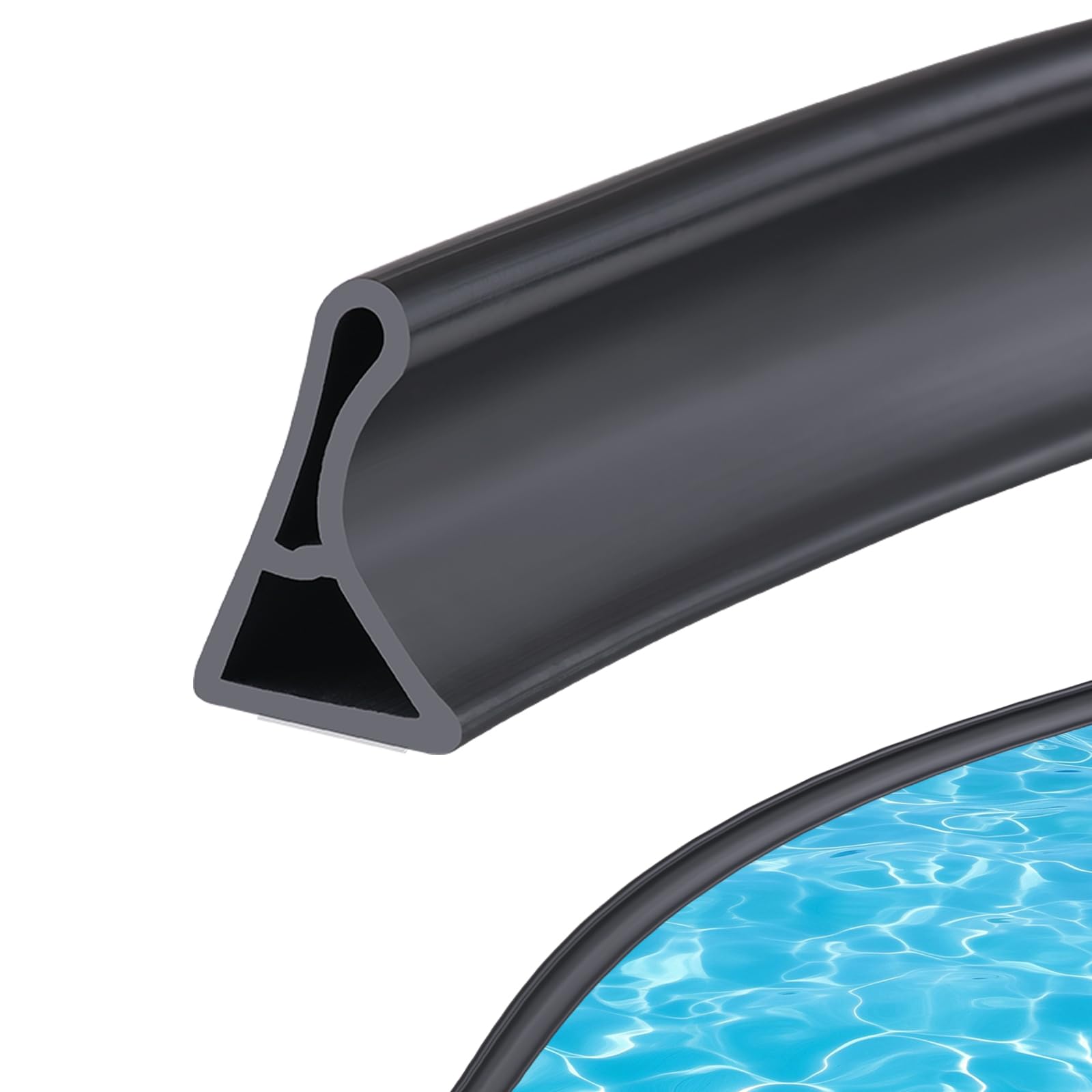 2M Curved Groove Shower Threshold Water Barrier, Wet Room Floor Barrier Dam,Shower Tray Sealing Strip,Bathroom Floor Seal Trim,Sink Bathtub Countertop Water Retaining Strip(Black,4cm H*3cm W)