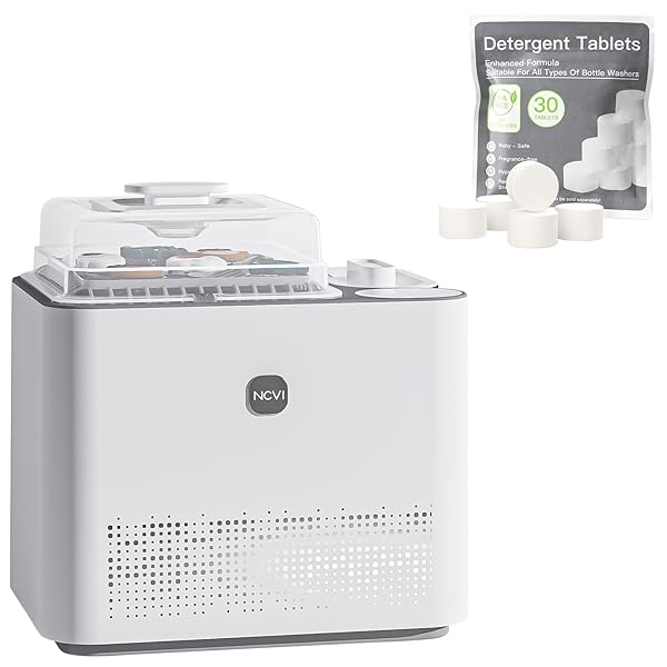 NCVI Baby Bottle Washer Sterilizer and Dryer Holds 6 Bottles & Pump Parts, Hospital-Grade Steam Sanitizer for Newborn & Multiple Feedings, Large Clean Machine for Busy Moms, Fast 19/49min Wash Cycles