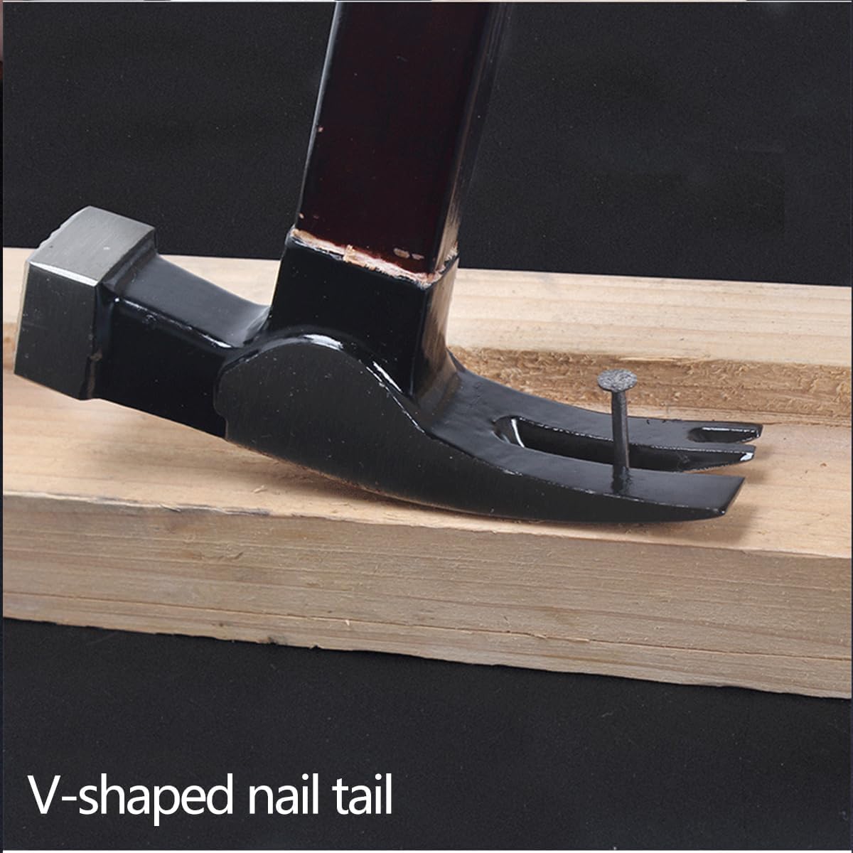 Martillo de uñas de cabeza cuadrada multifuncional con mango de madera para carpintería de construcción, reparación del hogar (13 onzas)