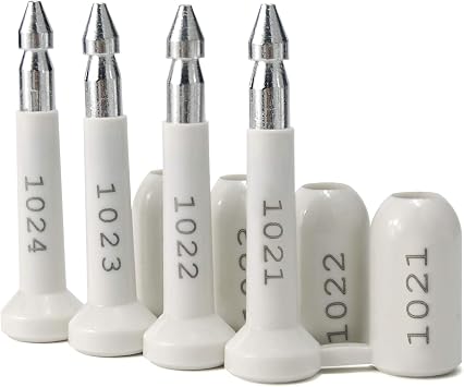 White Bolt Seals High Security Cargo Container Seal Numbered Tamper Evident Shipping Seal for Truck Trailers-Container-Rail Cars-Wagon Carriage Van Door Latches ISO17712