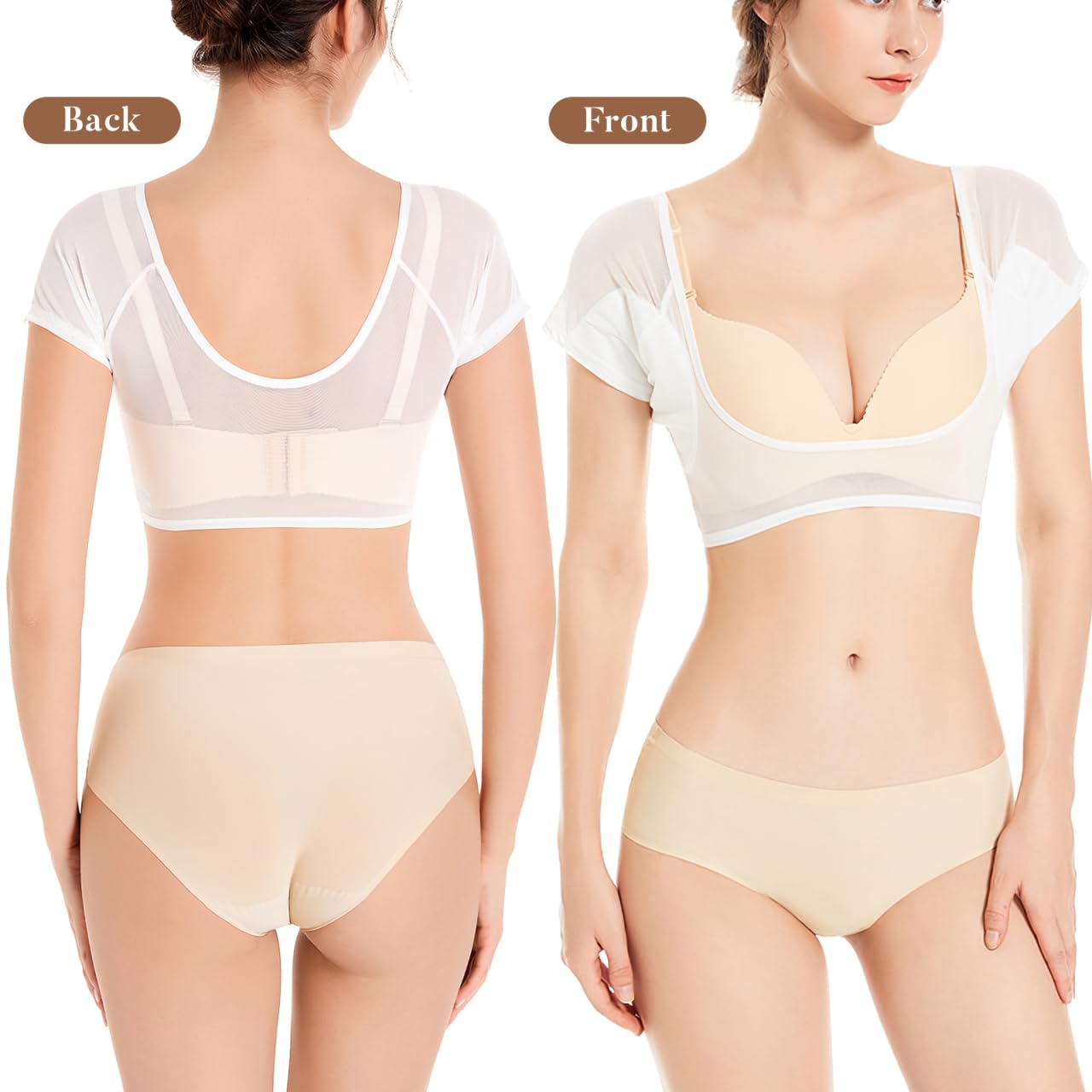 POPETPOP 3 Stück Anti Schweiß Shirt Damen, Waschbar Achselpads Unterbrust Schwitzschutz Weste, Atmungsaktives Unterhemd für Sommer Sport, Wiederverwendbare Pads gegen Achselnässe