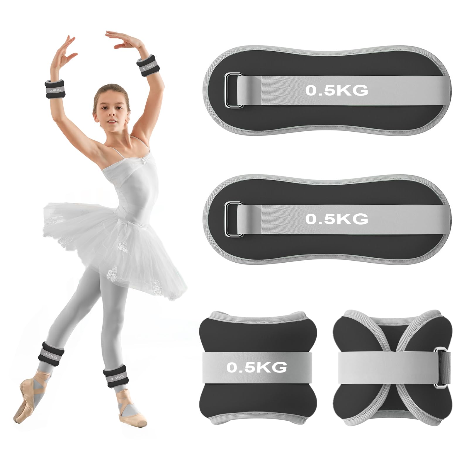 2PCS Poids Cheville, Poids Poignet, Leste Cheville, Ankle Weights, Bracelet Lesté, Poids Pilates, Poids Cheville et Poignet pour Pilates, Yoga, Marche, Jogging, l'Aérobic
