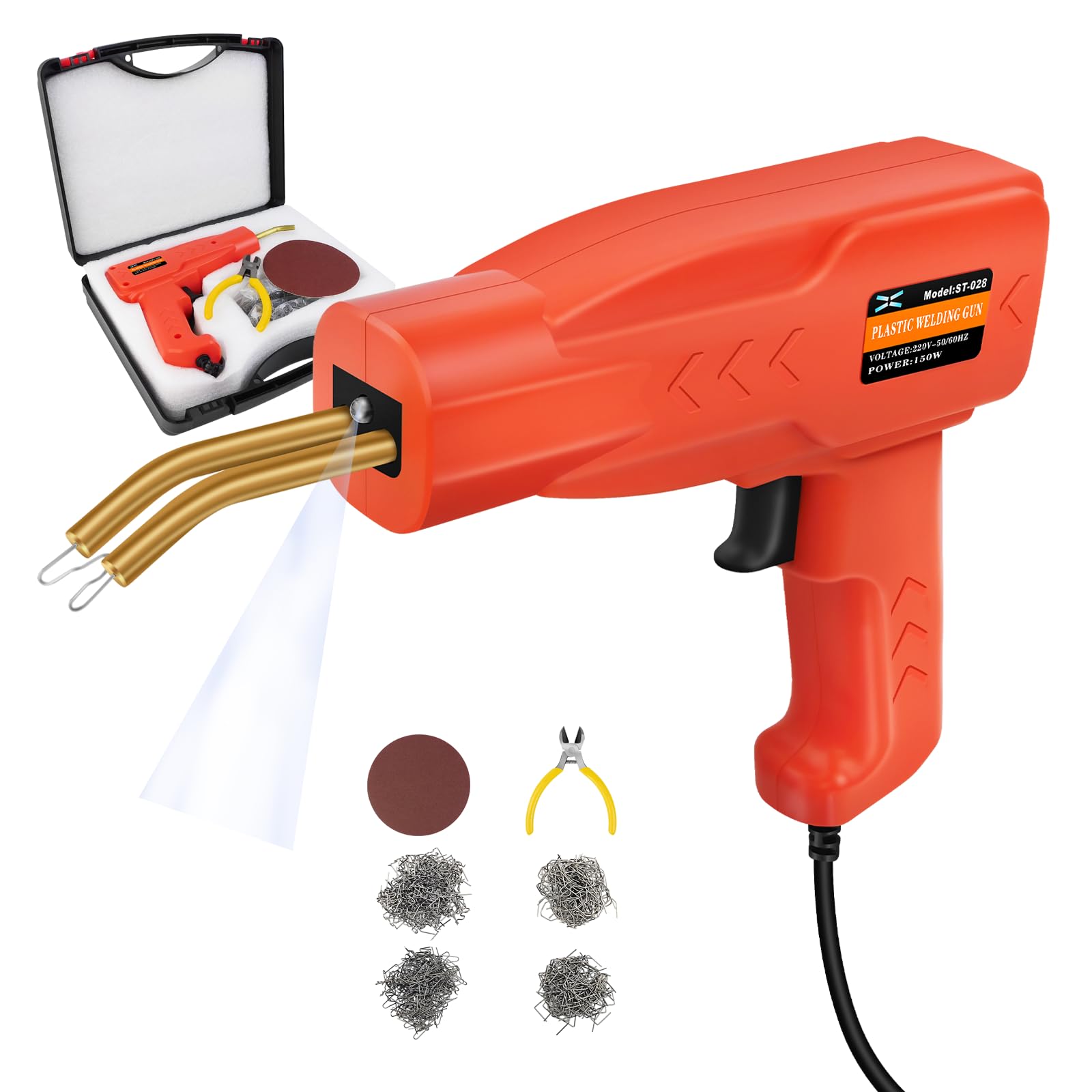 150W Plastic Welding Kit with 800PCS Hot Staples, Corded Plastic Welder with 2 Plastic Welding Rods, Plastic Welder Repair Kit Portable Welding Kit with Carry Case for Car Bumper Repair