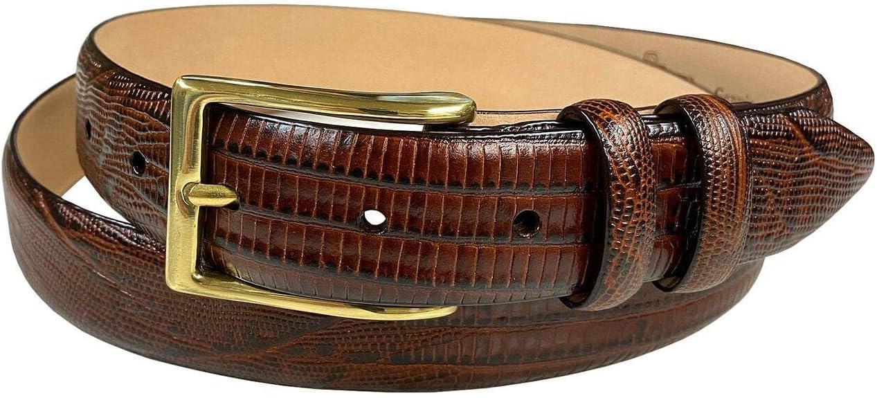 Adam Gold Men's Genuine Italian Calfskin Leather Dress Belt 1-1/8"(30mm) Wide Polished Buckle