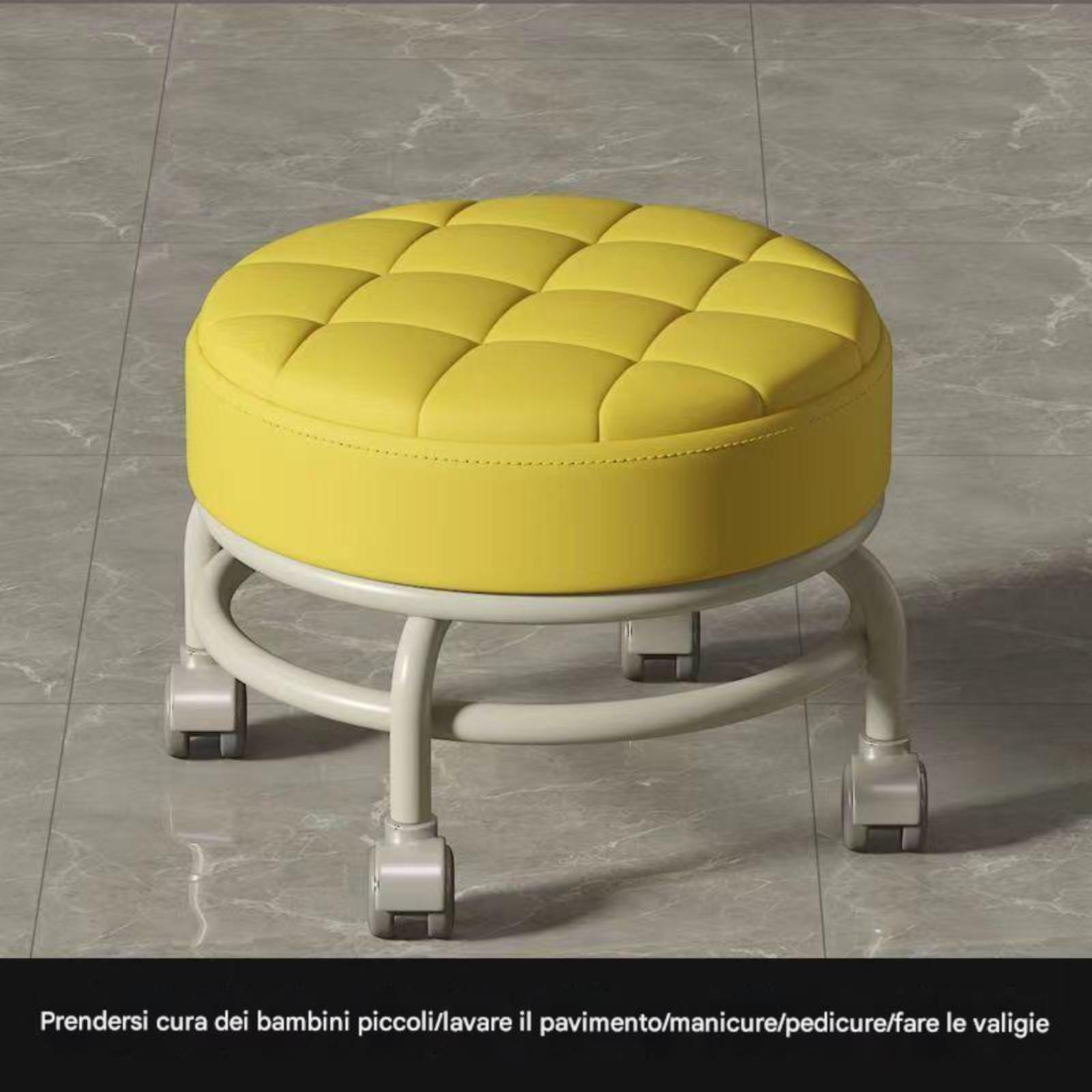 Sgabello piccolo con ruote, sgabello per pedicure, sgabello girevole a 360°, utensili per la cura dei bambini, sgabello mobile silenzioso, sgabello per spa, sgabello universale con ruote (blu)