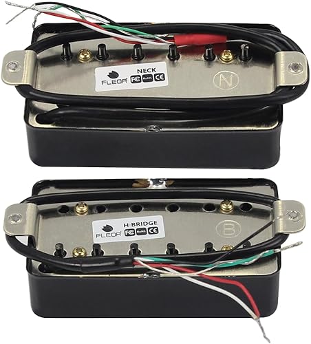 Miniatura 4 de FLEOR PAF Style Humbucker Pickup - Juego de guitarra de cerámica con cuello + pastilla de puente color negro, ajuste Les Paul Style guitarra