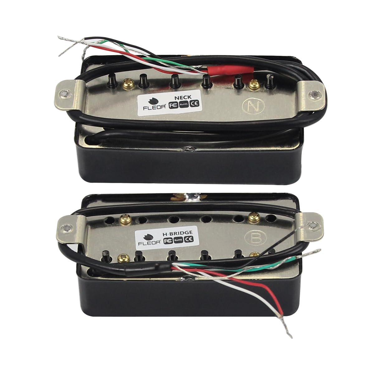 FLEOR Humbucker - Imán de cerámica de doble bobina para pastillas de cuello y puente compatible con guitarra eléctrica estilo LP para piezas de guitarra, color negro