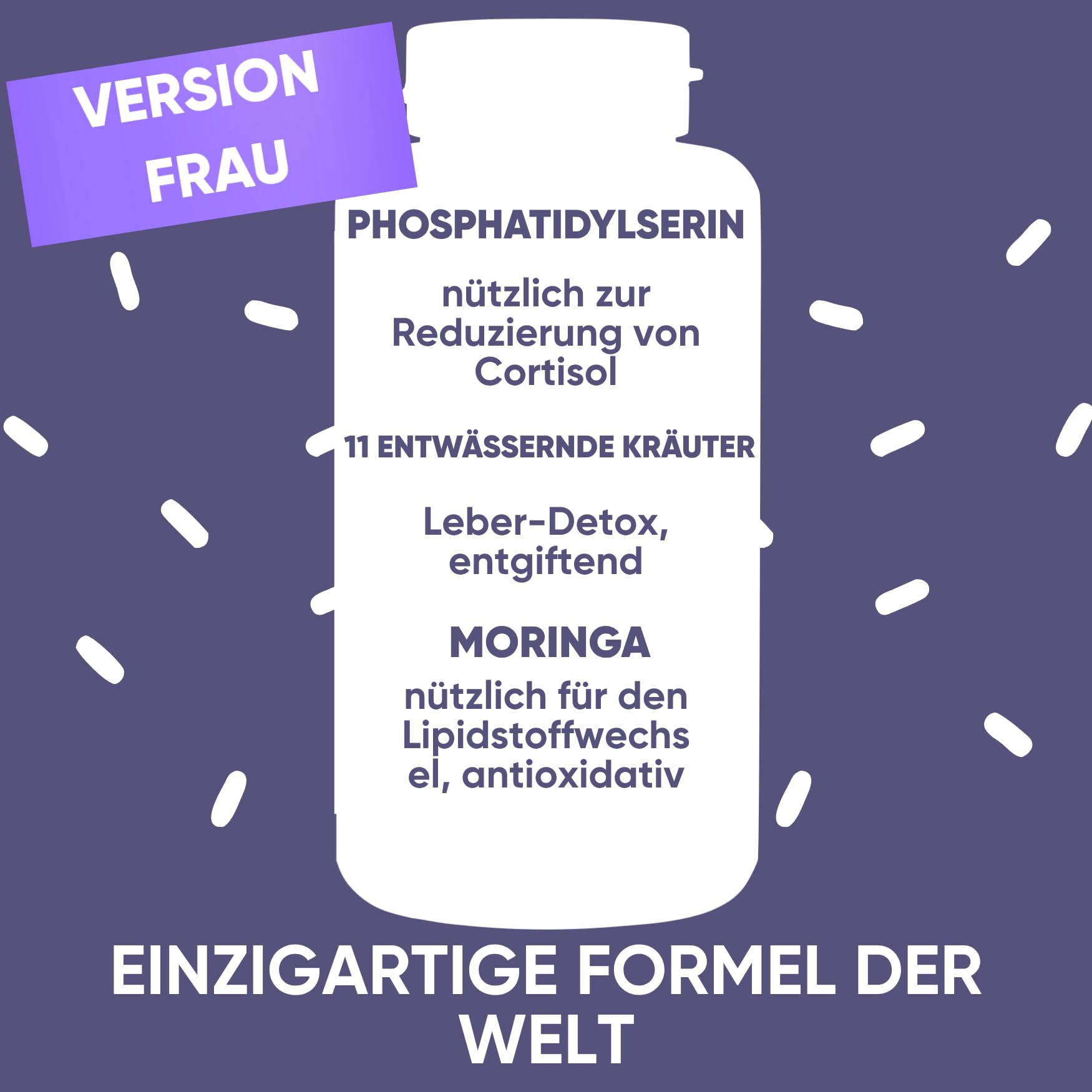 RedMoringa Cortisol Senken Frauen 3in1 150 Vegane Kapseln + 500ml