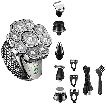 Head Shavers for Bald Men, 6 in 1 Grooming Kits Electric Shaver Facial Body Electric Razor for Men Hair Beard Trimmer Bald Head Shaving Machine Rechargeable