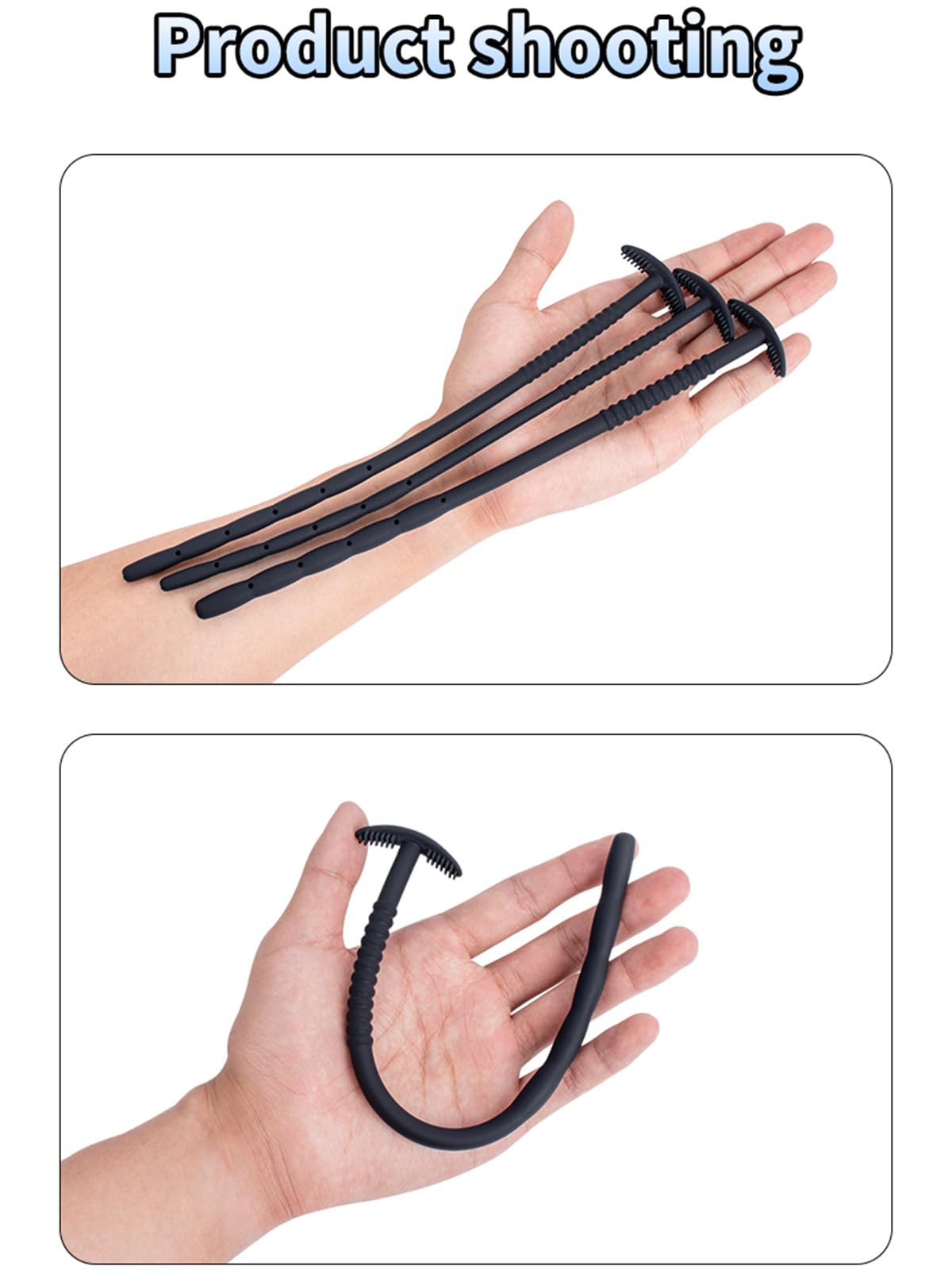 Gienocy 9.6" 3pcs Silicone Urethral Sound Catheter Plug Training Set, Soft Hollow Porous Design Penis Cock Urethra Bladder Dilator Prostate Masturbation Rod BDSM Sex Toys for Men Professional Players