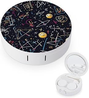 Chemistry Math Contact Lens Case with Mirror Portable Cute Eye Contact Lens Box Travel Kit