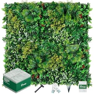 Grass Wall, Artificial Tropical Boxwood Panels 20"x20"(12pcs), Privacy Hedge Fence Screen with UV Protection, Greenery Backdrop for Indoor Home Wedding Decor and Outdoor Patio Backyard Grass Wall Artificial Tropical Boxwood Panels 20x2012pcs Privacy Hedge Fence Screen with UV Protection Greenery Backdrop for Indoor Home Wedding Decor and Outdoor Patio Backyard