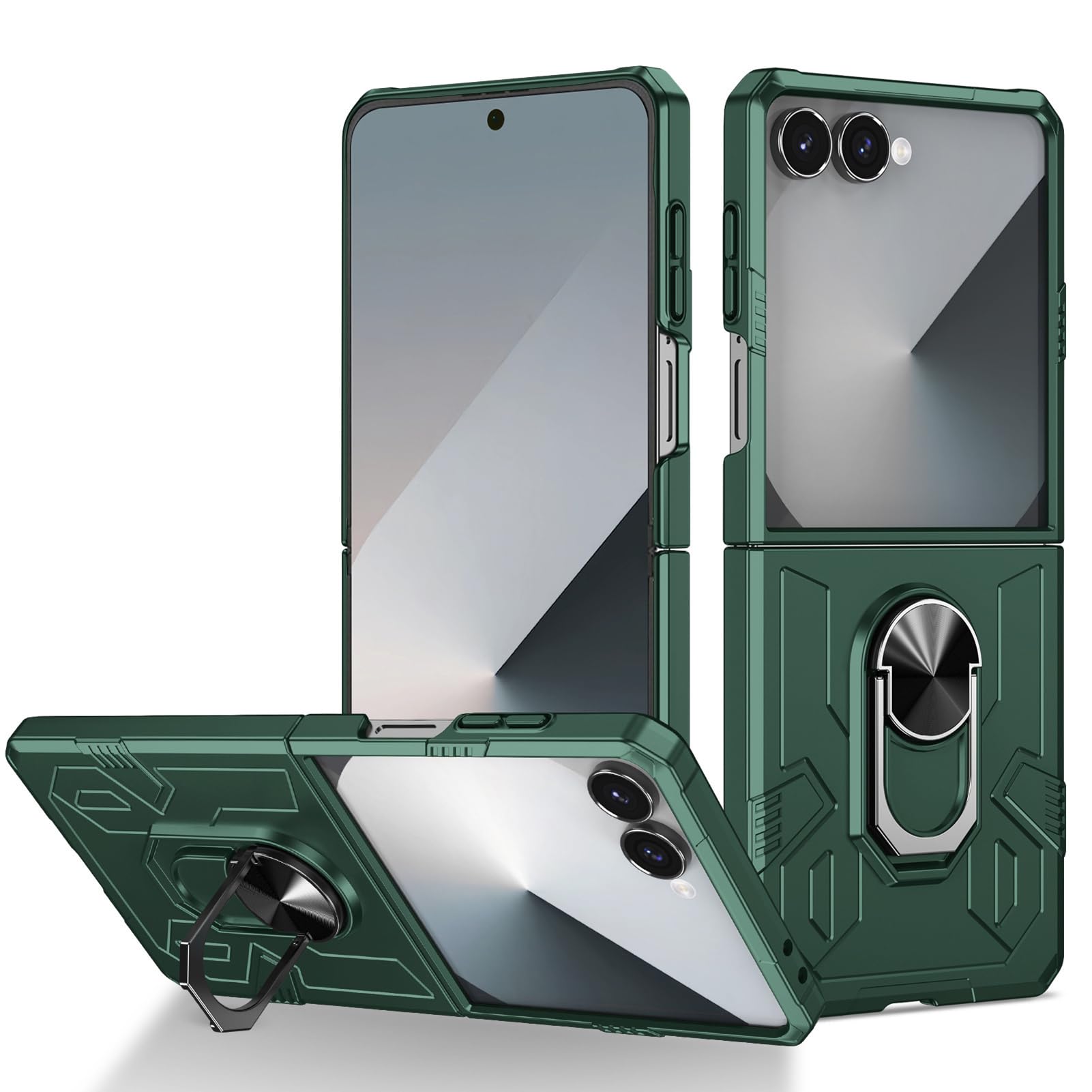Funda A Prueba De Golpes For Samsung Galaxy Z Flip 8, Protección PC Slim Stand Shell Giratorio Anillo Magnético Militar(Bronze)