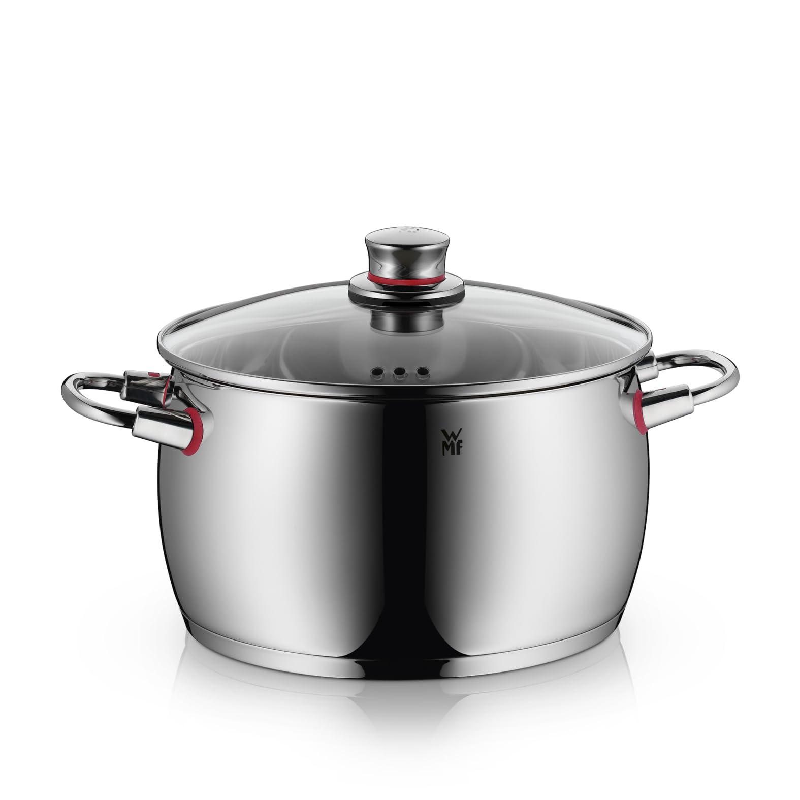WMF Quality One Kochtopf groß 24cm, Glasdeckel mit Dampföffnung, Nudeltopf, Fleischtopf Induktion 6,8l, Cromargan Edelstahl poliert, unbeschichtet