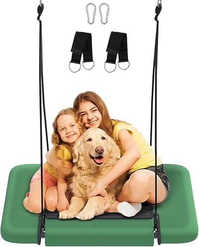 Columpio de árbol rectangular de 40 pulgadas para niños y adultos, columpio de plataforma ajustable con correas para colgar, capacidad de 700