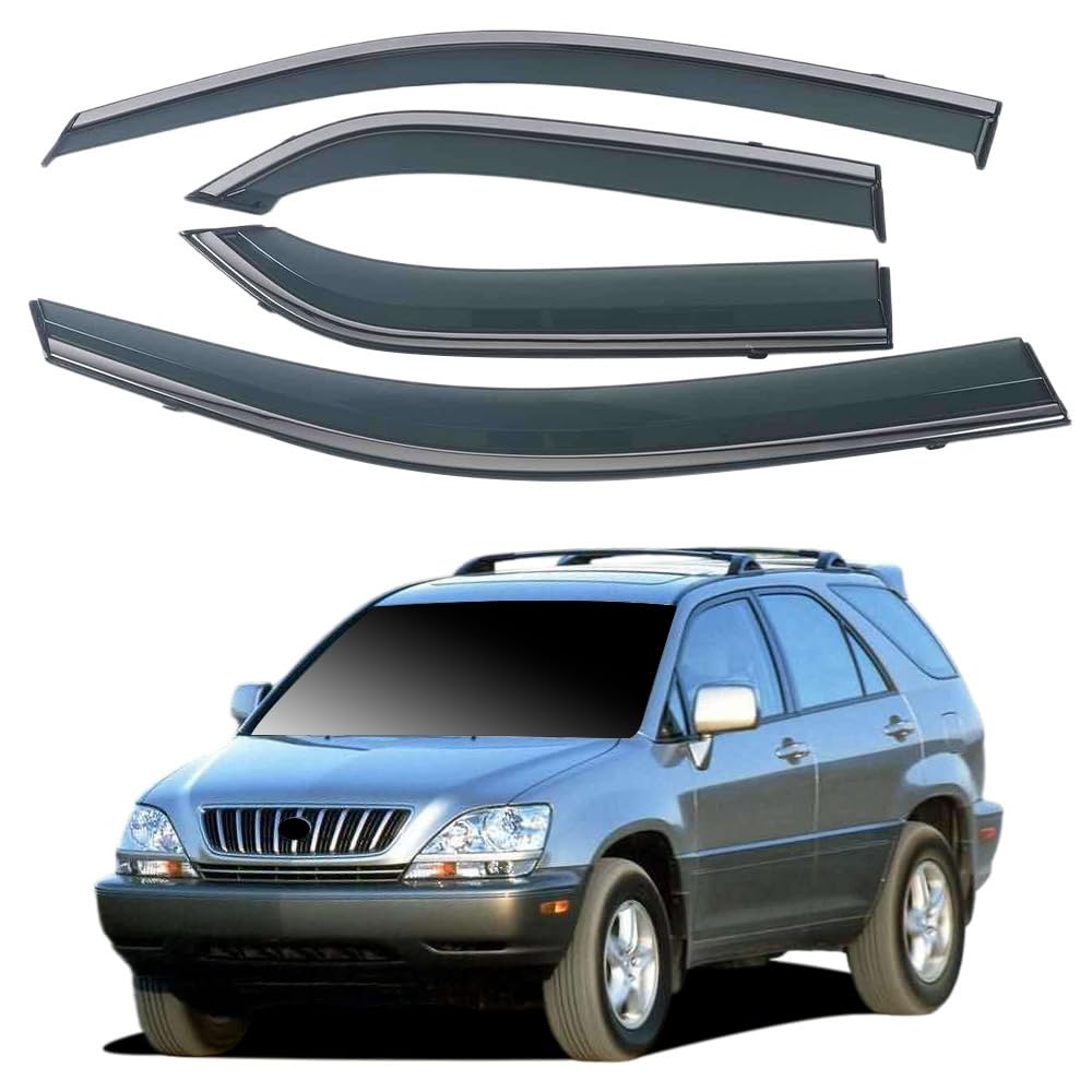 Liufangfc Normal Wind Deflectors For Lexus Rx330 1998-2003 – 4Pc Tape-On Smoked Visors, Weatherproof, Anti-Salt/Snow, Low-Noise