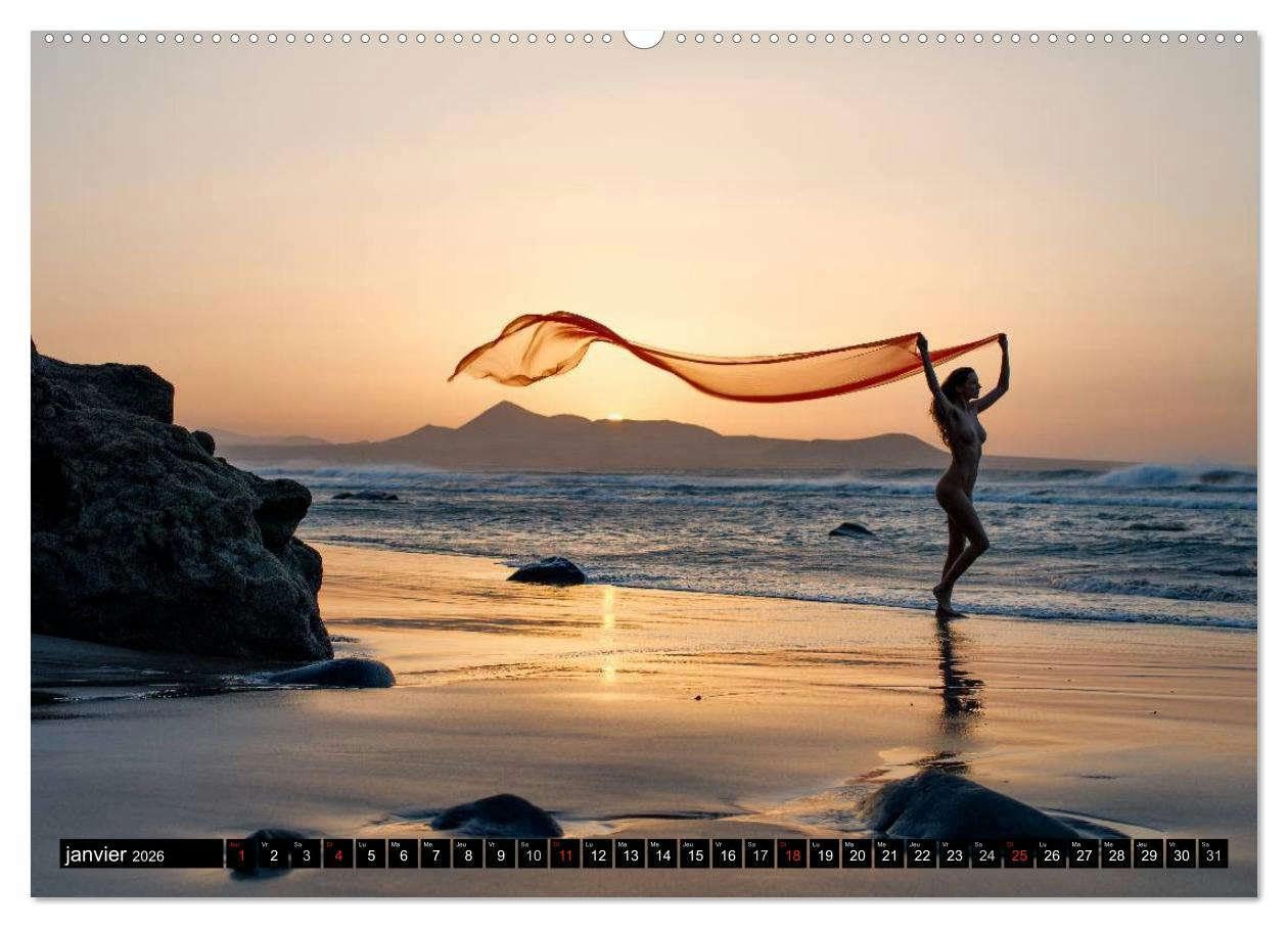 Ibiza et Lanzarote - Les paysages et le nu (Calendrier mural 2026 DIN A2 vertical) calendrier de bureau: Photos érotique au bord de la mer