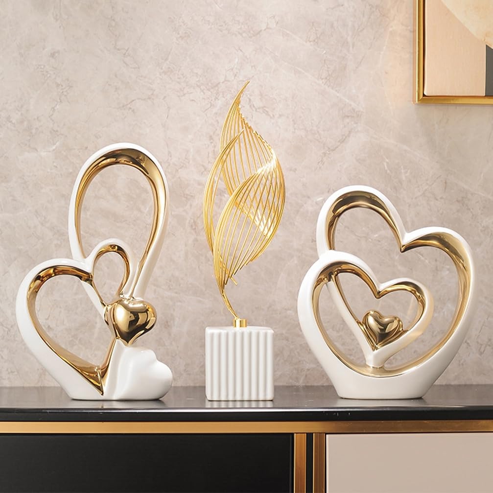 Statua in Ceramica Heart Deco, Moderna Scultura Astratta Deco, per Decorazione Camera da Letto Decorazione Tavolo Ufficio Appartamento Sculture E Statue,B White