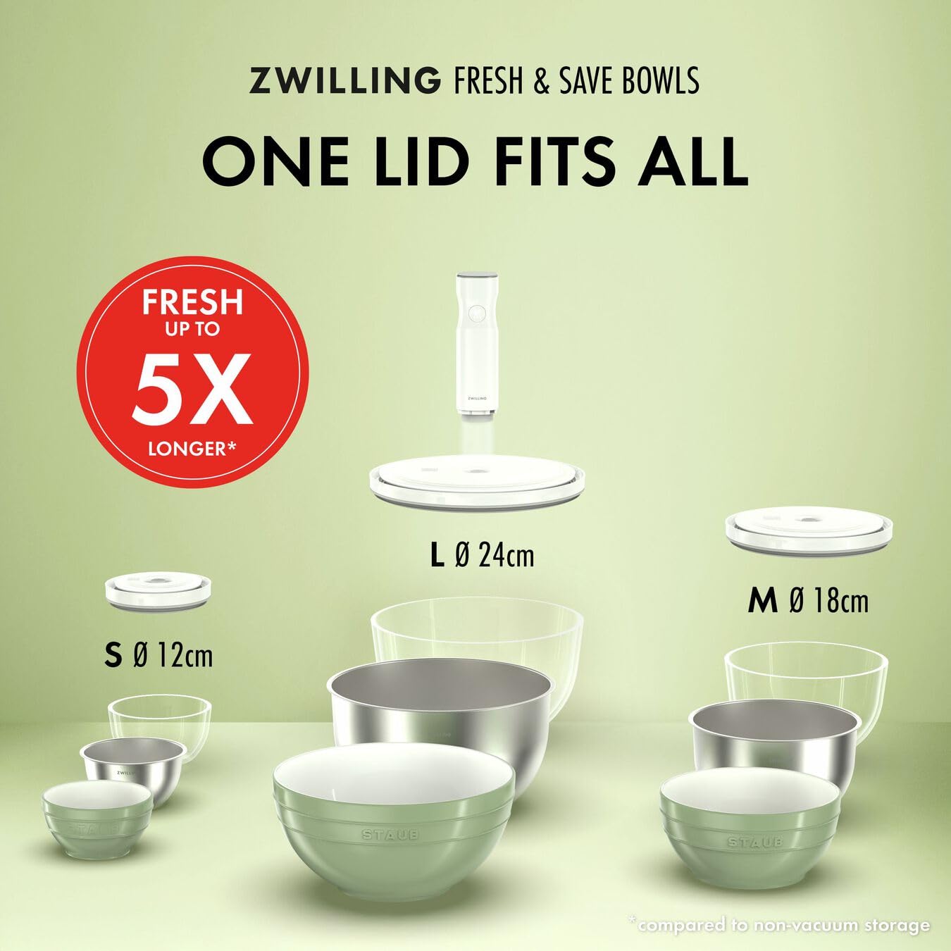 Zwilling - Zestaw 6 misek próżniowych Fresh and Save - 12-18-24 cm, stal nierdzewna, srebrna - ZWILLING