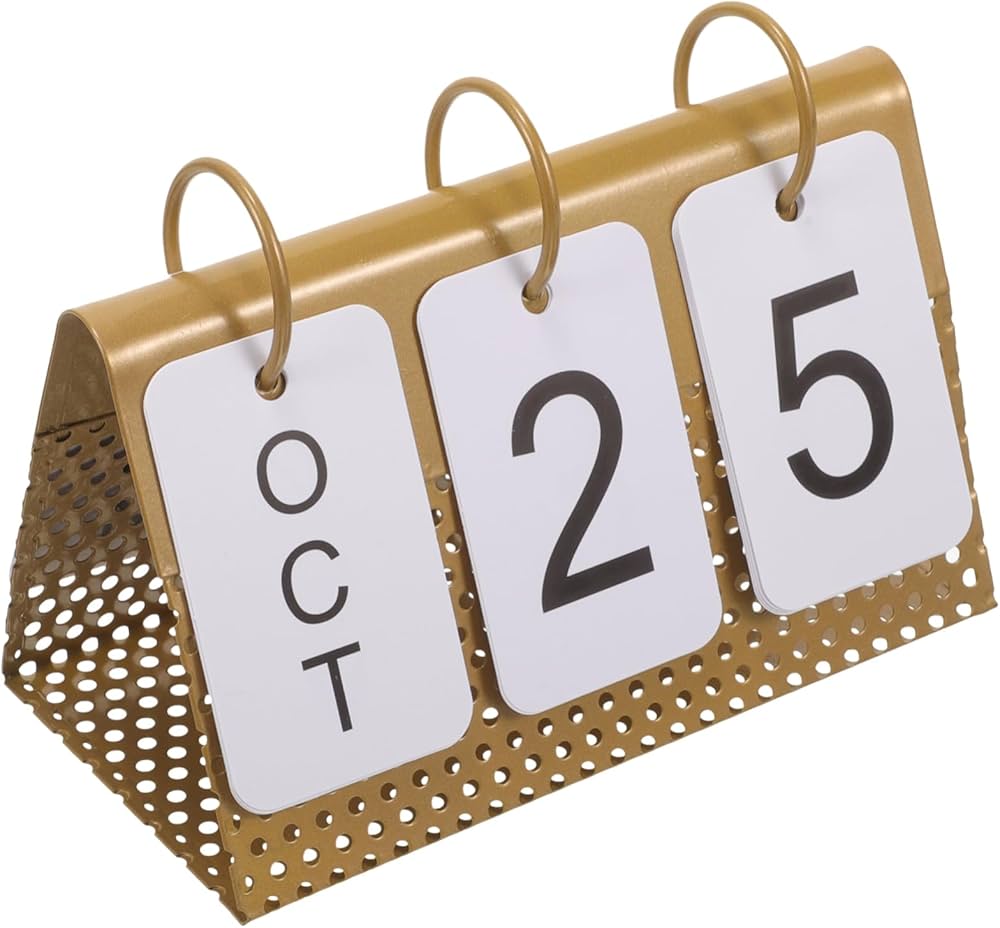 【vintage】金属製永久デスクカレンダー 回転式金属カレンダー、シンプルなデスクアクセサリー、永久