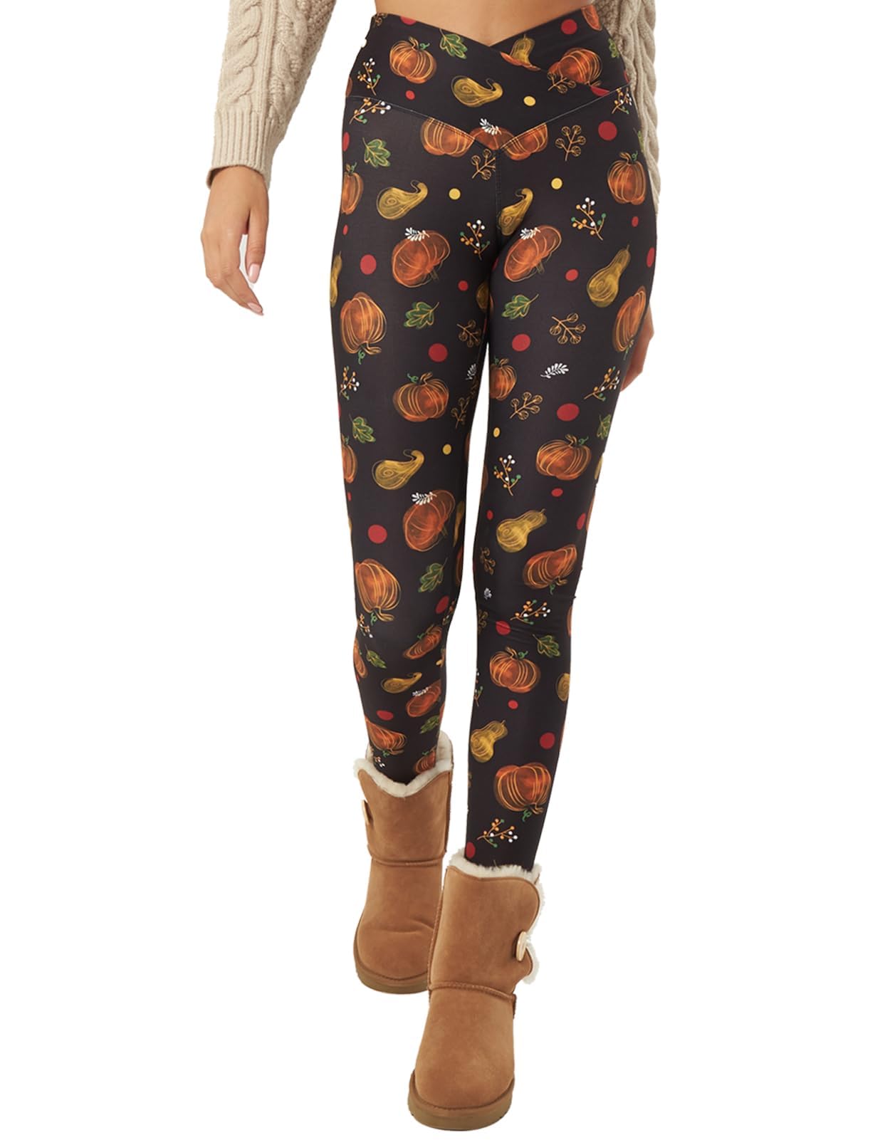 sissycos Women's Christmas Halloween Crossover Leggings High Waisted