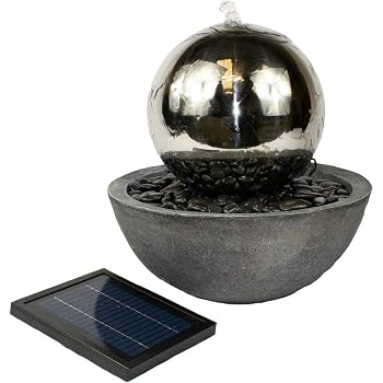 Direct Global Trading Corona Solar Powered Stainless Steel Resin Water Feature Amazon Co Uk Garden Outdoors