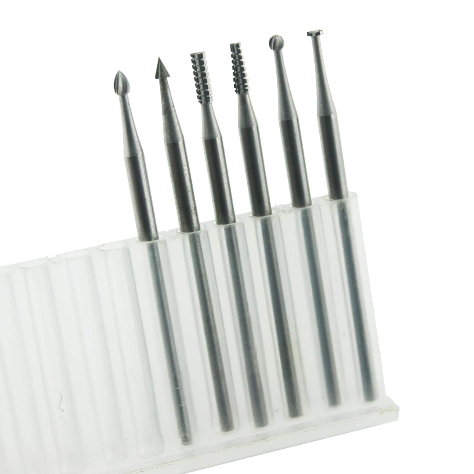 Luo ke 6 Pcs 3/32 Inch Shank Tungsten Steel Engraving Router Bits, Olive Amber Carving Drill Bits for Rotary Tool (Head Size: 1.8mm)